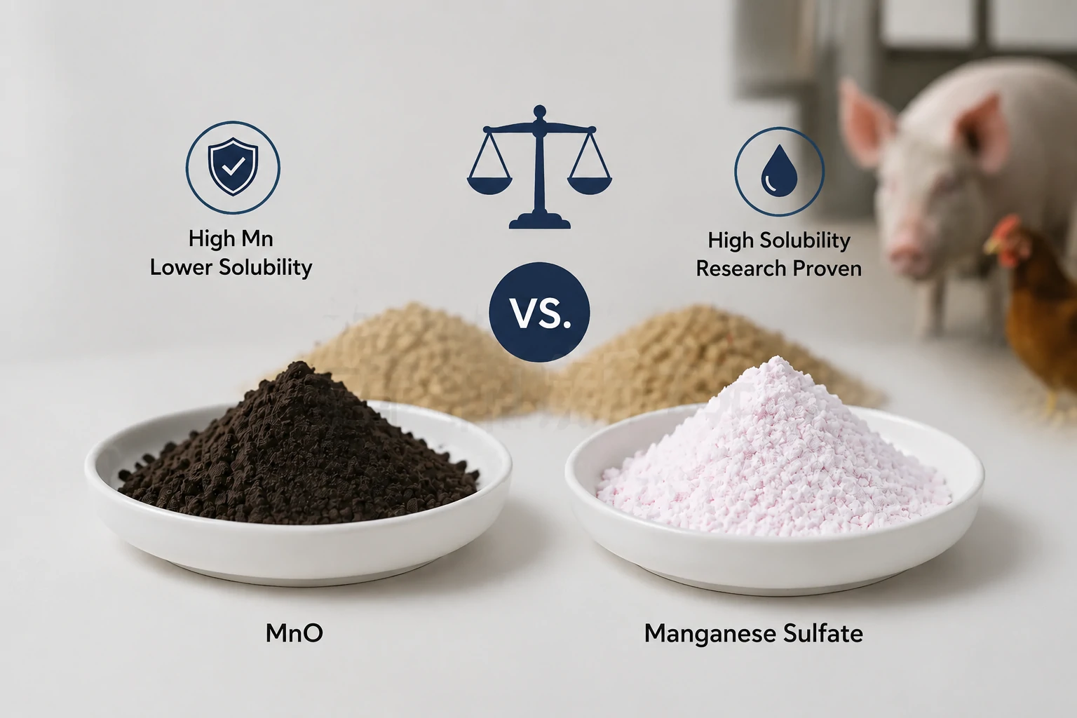 MnO versus sulfato de manganeso como aditivo alimentario: rentabilidad, estabilidad y comparación regulatoria